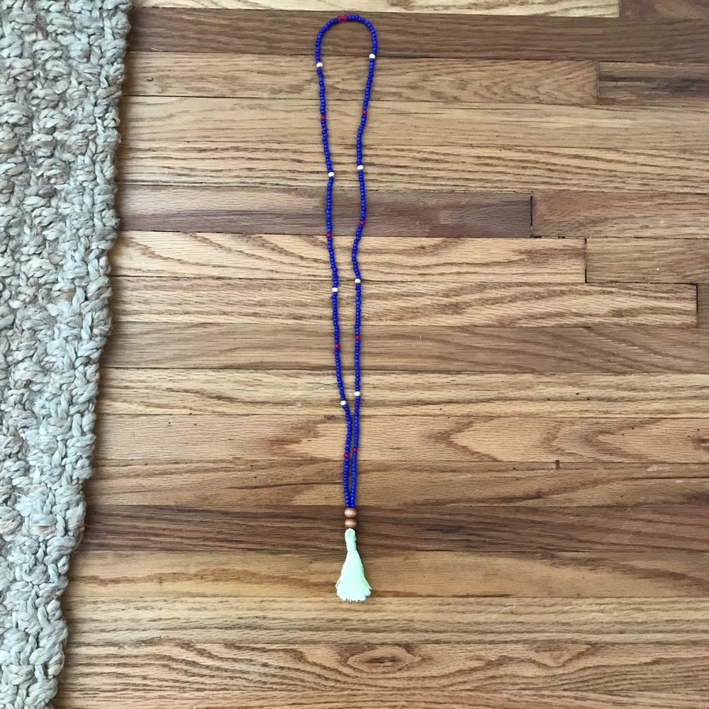 Beaded Necklace with Neon Tassel